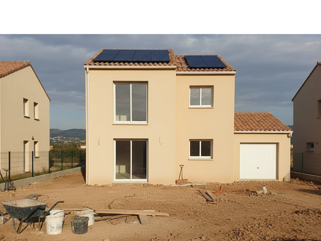 Vue d'ensemble des panneaux solaires intégrés sur la ferme rénovée à Marseille