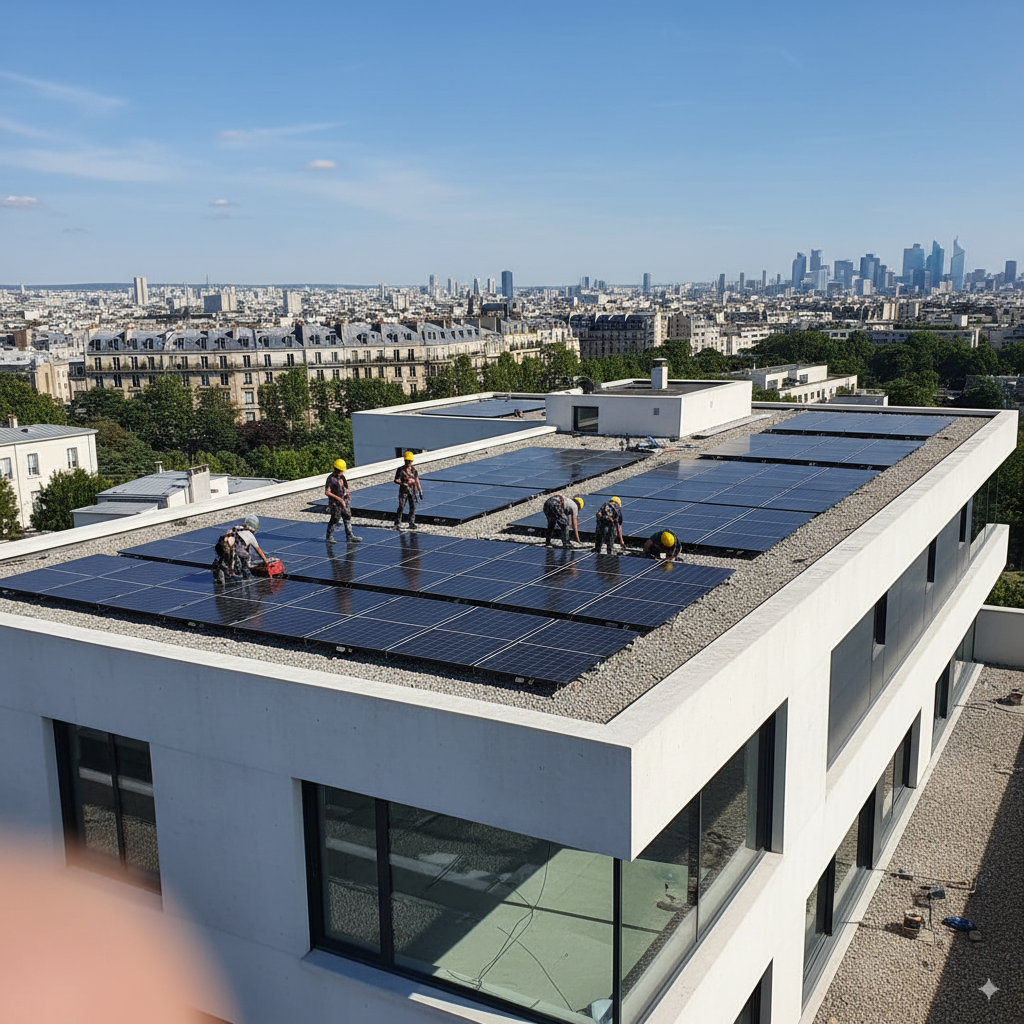 Installation Solaire sur Toit Plat à Paris